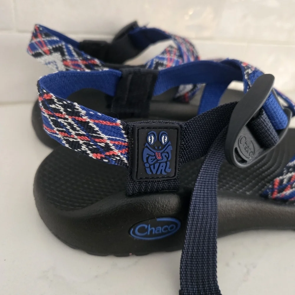EUC Chaco Festival Collection Z/1 Classic Sandal Adjustable Waterproof Blue Red - Picture 2 of 8